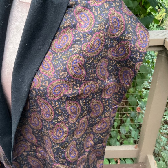 Nick & Nora reversible oblong wool paisley black brown purple winter 14” x  56” - Picture 7 of 10